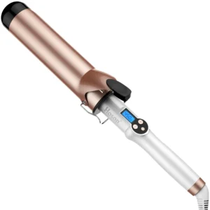 Hoson 2 inch curling iron with a large barrel and LCD display, perfect for creating loose and soft curls in long hair with less frizz.