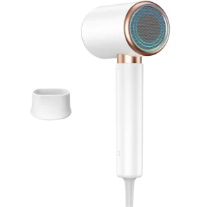 A powerful 2000W hair dryer with three heat settings and a rotating nozzle for fast, efficient drying and styling at home or while traveling.