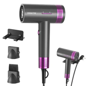 This high-speed 2000W ionic hair dryer features multiple wind speeds and heat levels and comes with concentrator and styling nozzle attachments for fast, frizz-free drying and styling.