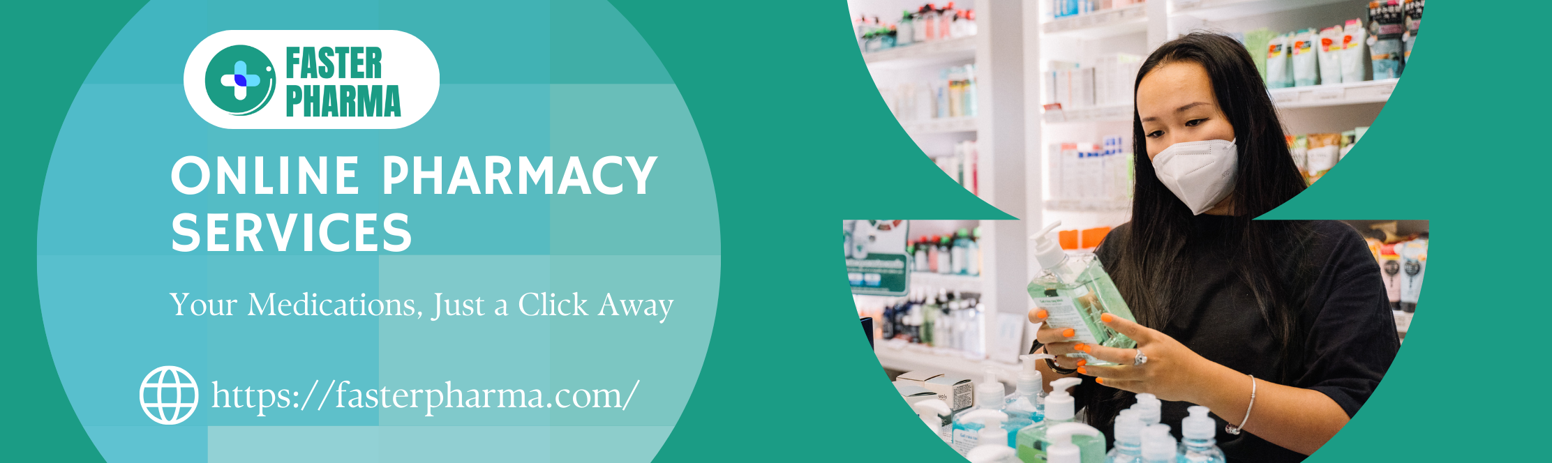 Blue And White Modern Pharmacy Services Banner
