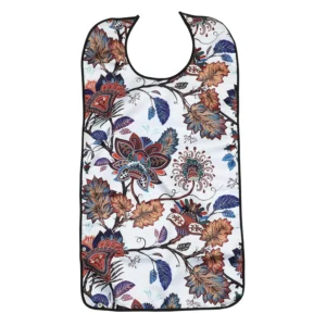Adult bib waterproof dining apron provides clothing protection for seniors, elderly, and disabled patients while eating.