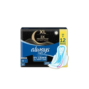 ALWAYS Maxi Thick Night Pads with wings offer 3x protection against heavy flow and leaks all night long, providing extra comfort and skin-safe protection.