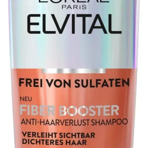 L'Oréal Elvital anti-hair loss shampoo strengthens hair fibers, reduces breakage, and promotes thicker, stronger hair with Aminexil-R.