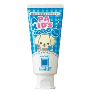 Apagard Apa-Kids 60g toothpaste with Ramune flavor, the first nanohydroxyapatite remineralizing toothpaste for cavity prevention in children.