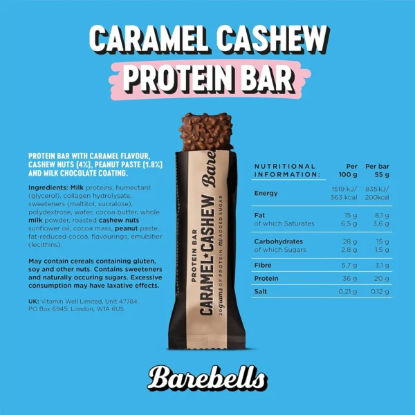 Barebells Protein Bar - Caramel Cashew, Low Sugar