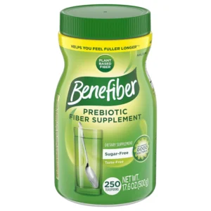 Benefiber unflavored prebiotic fiber supplement powder promotes daily digestive health.