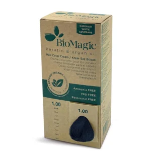 Bio Magic black hair color cream preserves hair's natural look, adding vitality and brightness while protecting sensitive scalps and preventing aging.