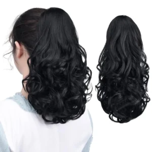 This black claw ponytail extension is a 12-inch synthetic hairpiece that instantly adds volume and style for daily use, parties, cosplay, and weddings.