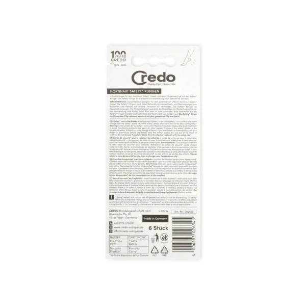 CREDO Callus Shaver Blades - Pack of 6, Solingen Steel