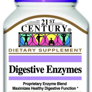 21st Century Digestive Enzyme supplement contains a proprietary enzyme blend to maximize healthy digestive function and is free from artificial flavors and colors.
