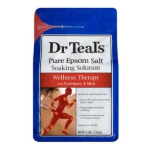 Dr. Teal's Rosemary and Mint Epsom Salt Soaking Solution helps to soothe aches, sprains, and overworked muscles with the calming scents of mint and rosemary.
