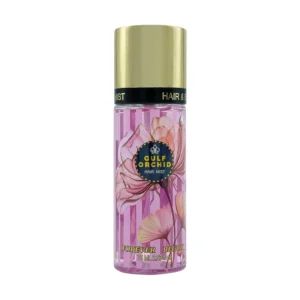 Gulf Orchid Forever Bluch hair perfume with yuzu, pomegranate, peony, lotus, musk, and amber notes in a 75ml bottle.