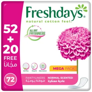 Absorbent Freshdays daily liners keep you feeling fresh and confident with a natural cotton feel and breathable design.