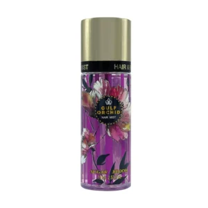 Gulf Orchid Sugar Bloom hair mist with notes of hyacinth, coconut, vanilla, and sandalwood in a 75 ml bottle.