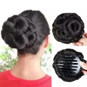This black hair bun extension instantly adds volume and elegance to your hair for a quick and easy updo.