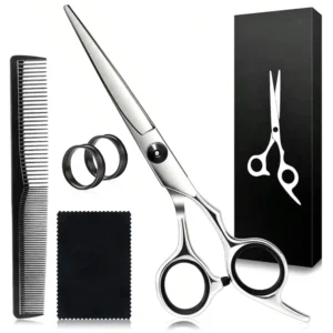 This set of 6.7-inch stainless steel hair scissors is perfect for cutting hair for kids, men, women, and even pets, and includes a comb and adjustment tools.