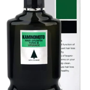 Kaminomoto Hair Growth Tonic II in 180ml bottle to fortify hair fibres, cleanse the scalp, and help stop premature hair loss for healthy hair.