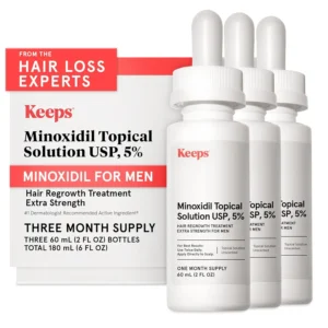 Keeps 5% minoxidil hair growth serum supports hair regrowth for men experiencing thinning hair and hair loss, especially at the crown.