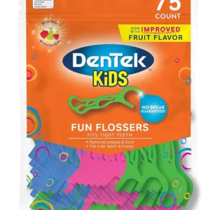 DenTek kids flossers with wild fruit flavor encourage children to establish healthy dental care habits by removing food and plaque.