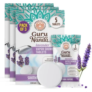 GuruNanda lavender shower steamer tablets with menthol provide a soothing, aromatherapy spa experience that promotes relaxation and stress relief.