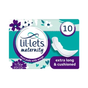 Lil-Lets super absorbent maternity pads are extra long and shaped for postpartum comfort and leak protection, perfect for sensitive skin after birth.