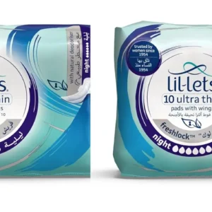 Lil-Lets Freshlock night pads with wings offer comfortable and leak-proof protection with a super soft cotton feel and natural deodoriser, perfect for heavy flow during the night.