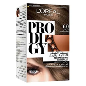 L'Oréal Paris Prodigy 6.0 Dark Brown hair color, ammonia-free with micro-oil technology and argan oil for natural-looking, shiny hair and 100% gray coverage.