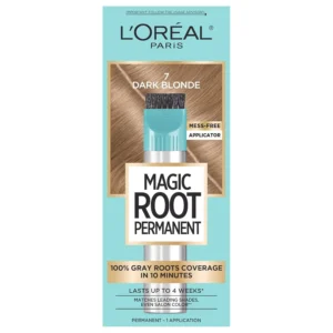 A box of L'Oréal Paris Root Rescue 10 Minute Root Coloring Kit in shade 7 Dark Blonde for quick and easy root touch-ups.