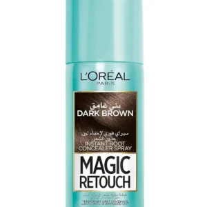 L'Oréal Magic Retouch in dark brown instantly covers gray roots in 3 seconds and lasts until your next shampoo.