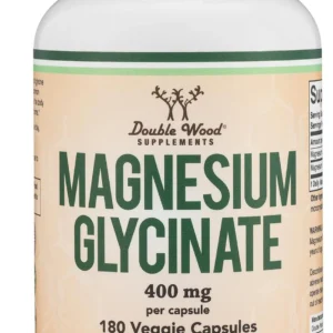 Double Wood Magnesium Glycinate 400mg supplement with 180 vegan capsules supports healthy sleep and is easy on the stomach.