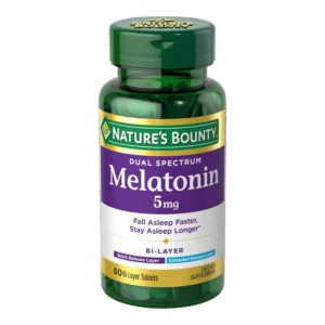 Nature's Bounty Melatonin 5mg dual spectrum tablets offer a drug-free way to promote relaxation and restful sleep, with quick and extended release for sleep support.