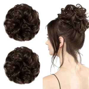 This natural brown messy bun hair extension instantly adds volume and effortless style to your hair, creating a fuller and more luxurious look.