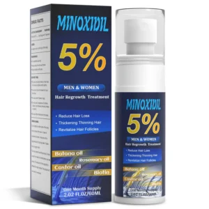 This 5% minoxidil hair growth serum with rosemary promotes thicker, fuller hair for both men and women, effectively targeting hair loss and receding hairlines, visible results in as little as 8 weeks.