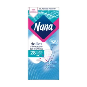 Nana Daily Long panty liners provide all day freshness, super absorbency, and gentle comfort for sensitive skin.