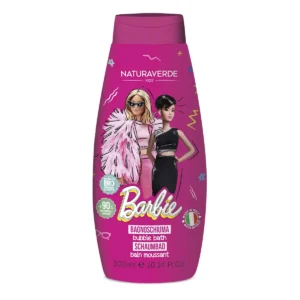 Naturaverde Barbie bubble bath for kids with chamomile gently cleanses while maintaining skin's natural pH, is dermatologically tested, and free of parabens, SLS, and SLES.