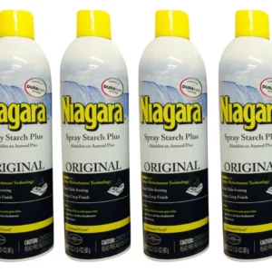 Four cans of Niagara crisp finish spray starch for creating a professional, sharp look at home, great for collars and cuffs.