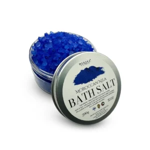 Moroccan Nila bath salt provides a fresh and natural aromatherapy experience for a calming and relaxing body and foot spa, offering stress relief and promoting a good night's sleep.