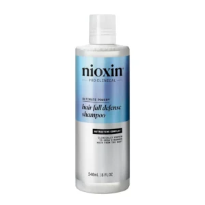 Nioxin Hair Fall Defense Shampoo deeply cleanses the scalp and activates hair follicles with niacinamide, caffeine, lauric acid, and sandalore to visibly reduce hair loss and promote stronger hair growth.