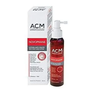 ACM Laboratoire Novophane lotion formulated with biotin to help treat hair loss, shown in a 100ml bottle.