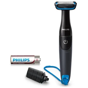 Black Philips Bodygroom 1000 safely and comfortably trims body hair in any direction, protecting skin with a 3mm comb and allowing for wet or dry use.