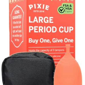This reusable Pixie menstrual cup is made of medical-grade silicone and provides up to 12 hours of leakproof, odor-free period protection as a comfortable and eco-friendly alternative to tampons and pads.