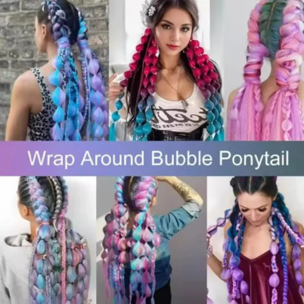 Addomg Color Extensions Purple Braided Ponytail Wig Clip In Hair Extension
