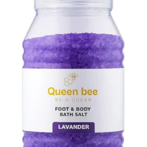 Queen Bee lavender bath salt offers a pure, organic soaking solution for foot and body relaxation, promoting healthy skin and detoxification.
