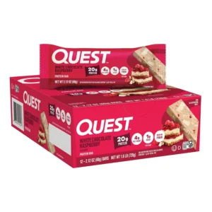 Indulge in a Quest Chocolate Chip Cookie Dough Protein Bar, a delicious and guilt-free treat with 21g of protein, 4g net carbs, and no added sugar.