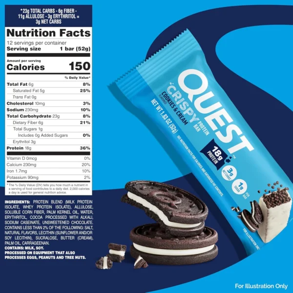 Quest Cookies & Cream Hero Bar - 12 Count Protein