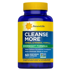 Renew Life CleanseMORE softgels offer colon relief from occasional constipation with herbal ingredients like Triphala, promoting gentle bowel activity.
