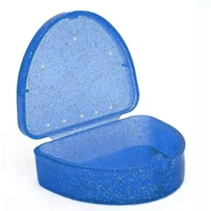 Retainer Case - Slim Dental Guard Box - Glitter Blue