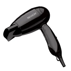 The Revlon folding travel hair dryer features a compact, lightweight design with dual voltage and two heat settings for worldwide use and convenient storage.