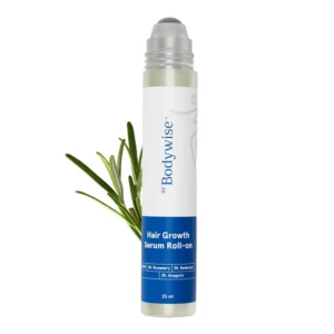 Be Bodywise rosemary hair growth serum roll on, containing Redensyl and Anagain, stimulates hair follicles for men and women, and controls hair fall while improving hair density.