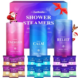 This set of 18 aromatherapy shower steamers features six organic and natural fragrances designed to transform your daily shower into a relaxing, spa-like experience, presented in an elegant gift box.